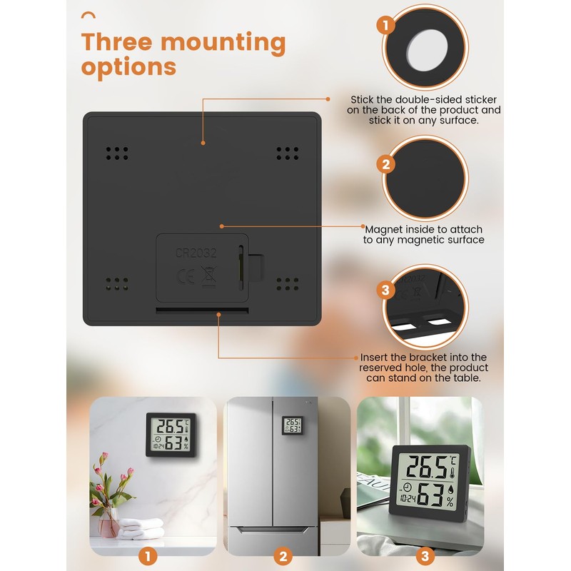 Digital Thermo-Hygrometer Indoor Thermometer Hygrometer Temeo Hygro Indicator 3.1 Inch