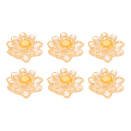 CoCud Mini Resin Flower, 0.94" Diameter, Miniature Tiny Lotus Dollhouse Transparent Orange - (Applications: for Fairy Garden Dollhouse Party Favors Micro Landscaping) 6-Pieces