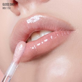 Kaja Kaja Lip Gloss - Gloss Shot | with Jojoba Oil, Tinted Shimmer, Hydrating, Non-sticky, Juicy, Nude, Plumper Looking Lips, 02 Milk Tea, 0.14 Fl Oz