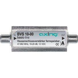 Axing BVS 10-00 Miniature Inline Amplifier 12 V for Cable TV or Antenna (20 dB, 47-862 MHz)