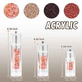 AGIgear Acrylic Pepper Pepper Mill,Adjustable Coarseness Manual Pepper Mill and Salt Shaker（Cylindrical） (6 inch)