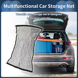 INFINAUTO Cargo Net 39.37 x 23.62 Inch Car Storage Net Large Capacity Car Storage Double Layer Mesh Bag Organiser for Motorhomes Trucks Black 1 Set