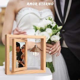 Marcos de fotos,Marcos para Fotos de Doble Cara,Marco de fotos familiar 360°giratoria con luces,marco de fotos boda,para dos fotos de 4 x 6 pulgadas,para Fotos, Cuadros, Especímenes, Sellos, Postales