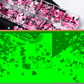 Lifextol 4 Box Nail Glitter for Press on Nails DIY Supplies, Chunky Glitter Acrylic Powder Nails Fine Glitter for Fake Nails Decor, Holographic Glitter Shapes Flakes Nail Sequins Nail Charms Y2K-B