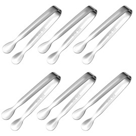 Generic 6 PCS Mini Serving Tongs, Mini Sugar Tongs, Ice Tongs, 4.25Inch Stainless Steel Small Serving Tongs, Kitchen Tiny Tongs for Coffee Bar, Appetizers, Tea Party (Silver), 0.67in*4.3in