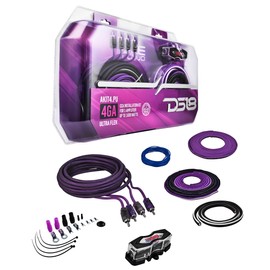 DS18 AKIT4.PU 4-GA Amplifier Installation Kit Up to 1680 Watts RMS, Mini-ANL Fuse Holder, Speaker & RCA Cables, CCA Amplifier Wiring Kit, Ultra Flex Wire, Amp Wire Kit, Amp Wiring Kit 4 Gauge - Purple