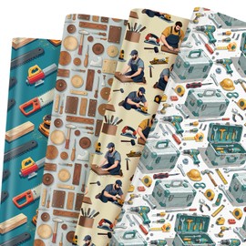 Pineraap - 12 hojas de papel de embalaje de carpintero, herramientas de carpintería y artesanos, papel decorativo para manualidades para proyectos de bricolaje, cumpleaños, día del padre o
