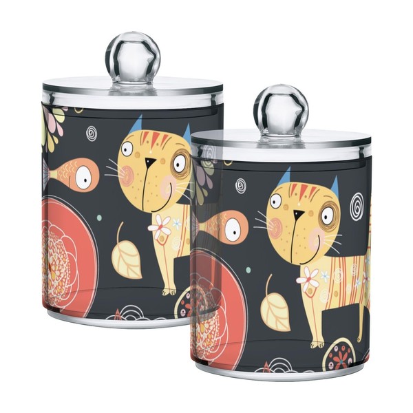 QwThum 2 Pack Qtip Holder Apothecary Jars with Lids Qtip