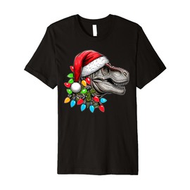 Trex Tyrannosaurus rex Dinosaur Christmas Hat Xmas Premium T-Shirt