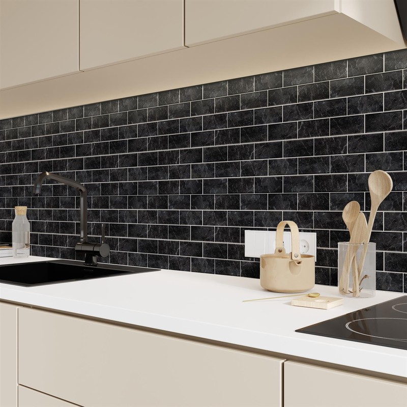 WALPLUS 12 Sheets Tile Stickers Glossy Removable Stick on Wall