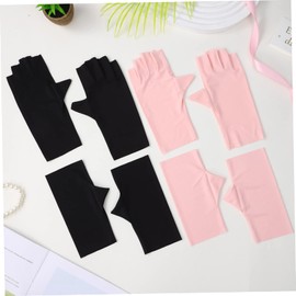 FOMIYES 4pairs Uv Gel Nail Gloves Fingerless Manicure Gloves for Women Girls Uv Protective Material Comfortable Elastic for Nail Art Driving
