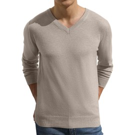 Sailwind Mens V-Neck Wool Knit Casual Pullover Sweater Khaki