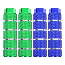 sourcing map 2 Pairs Bike Pegs Aluminum Alloy Rear Stunt Pegs Anti-Skid Stripe Back Seat Stands Fit 3/8" Axles for Mountain Bike, Green & Blue