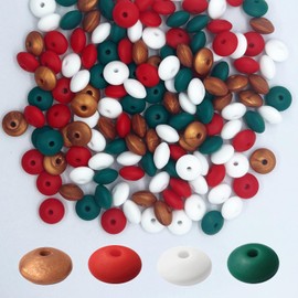 150PCS Christmas Silicone Beads Mix Color Silicone Abacus Beads Bulk Flat Beads Spacer Beads Colorful Shaped Beads Fun Beads for DIY Craft Garland Keychain Lanyard Necklace Bracelet Jewelry Making