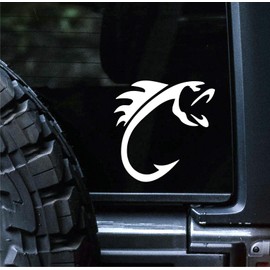 Sunset Graphics & Decals Fish Hook Decal Vinyl Car Sticker Fishing | Cars Trucks Vans Walls Laptop | White | 5 inch | SGD000118
