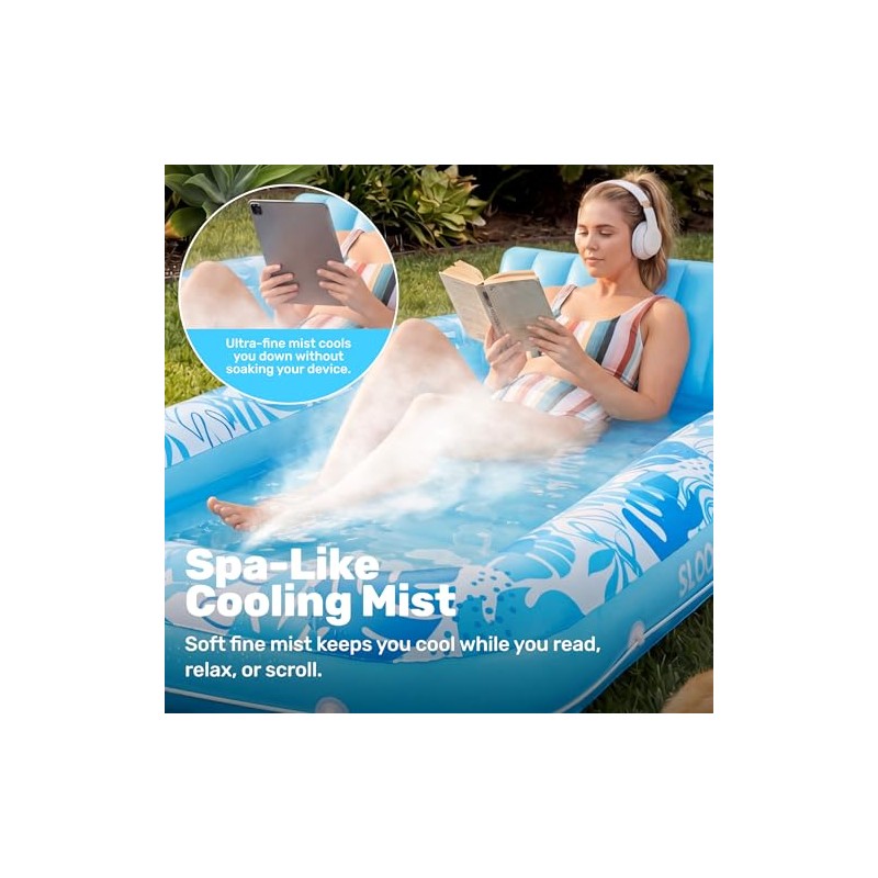 SLOOSH Misting System Inflatable Tanning Pool Lounger Float, 6 in