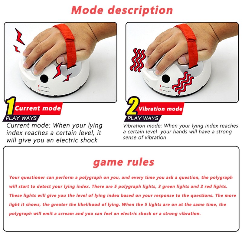 Miniature Electric Shock Heartbeat Lie Detector Toy Tricky Desktop Party