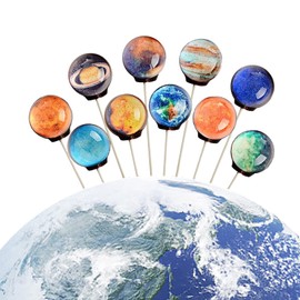 Lollipops Planet Design, Classic 10 Lollipops Gift Packaged Handcrafted Individually Wrapped for Valentine's Day Party Favor Nut, Gluten & Dairy Free