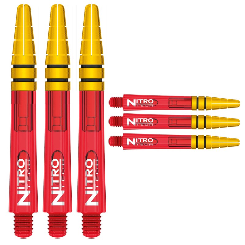 RED DRAGON Nitrotech Intermediate Red and Gold Dart Stems -