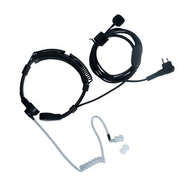 Klykon Throat Mic Microphone Covert Acoustic Tube Earpiece Headset with Finger PTT Compatible for Motorola Cp200 Cp200d Walkie Talkies 2 Way Radio
