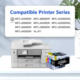 MYWEET LC406XL High Yield Ink Cartridges 4-Pack Replacement for Brother LC406 LC406XL LC406 XL Work for MFC-J4335DW MFC-J5855DW MFC-J6955DW MFC-J4345DW HL-JF1 Printer (Black,Cyan,Magenta,Yellow)