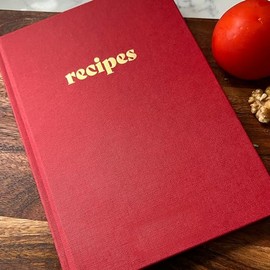 Betterday Studio 'RECIPES' Book with space for 50 Recipes, Write your own recipes, Blank inside, Recipe Journal, Baking Book, Cookbook (Cherry Red)