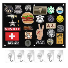 Tactical Patch Display Board, 60 x 45 cm, Hanging Patch Collector's Board, Foldable Organiser Display Board with Eyelets, for Airsoft Patch Wall for Collecting, Badge, Military Flag, Sticker, Black