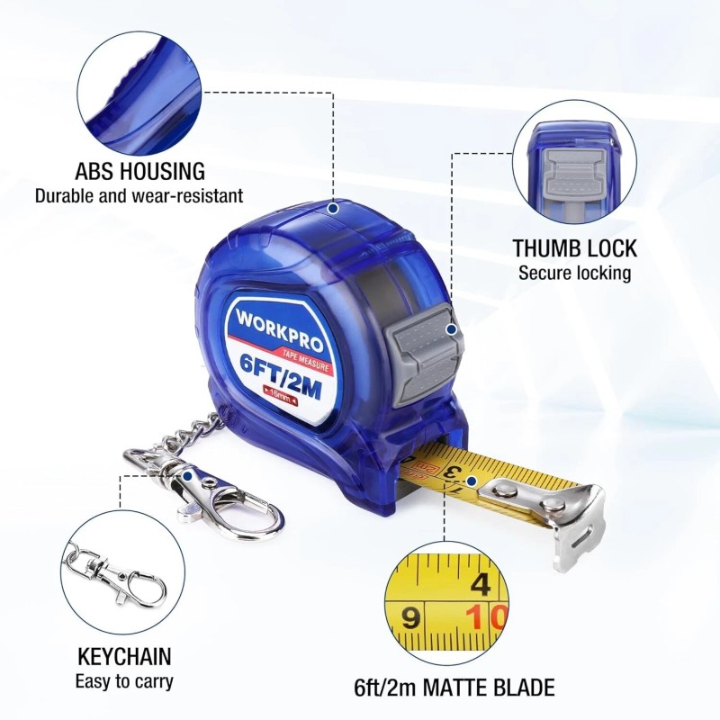 Lightweight 6FT Retractable Keychain Tape Measure Set - Easy Reading