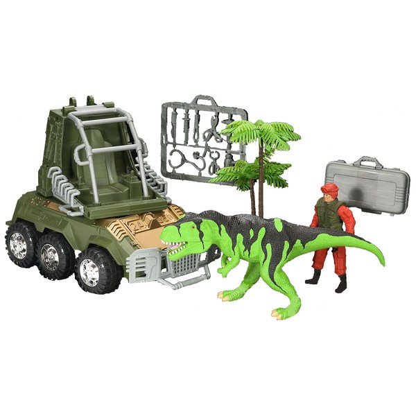 Wild Republic E-Team X T-Rex Playset, Dinosaur Figurine Action Figure, Animal, Vehicle, Accessories, Gifts for Kids, Multicolor