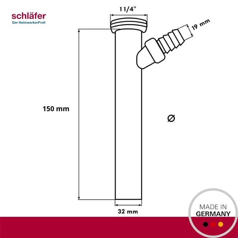 Schläfer 439004 | Siphon Extension for Washbasin with Connection Washing