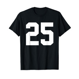 #25 Team Sports Jersey Number Front & Back Player / Fan Tee T-Shirt