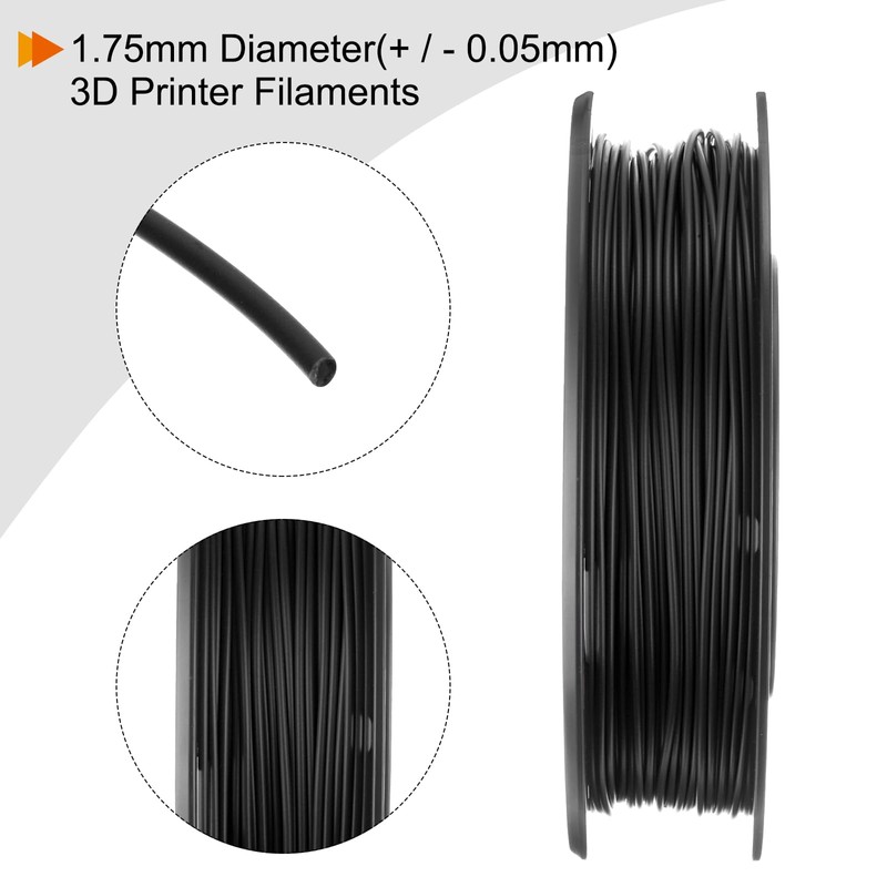 sourcing map 1.75mm Filaments PLA Black 0.25KG Dimensional Accuracy +/-