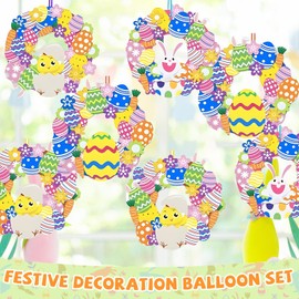 Angenster Easter Crafts for Kids, DIY Easter Wreath Front Door Easter Art & Craft Kit for Kids with Easter Wreath and Stickers, Cute Easter Garland for Easter Activities Party Decoration (Style C)