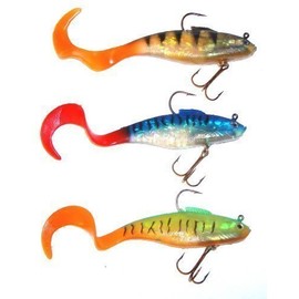 All 3 Colours Of 6" pike 40G Curl Tail Shads,pike lures,pike plugs