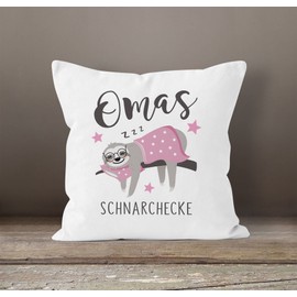 SpecialMe® Cushion Cover Saying Grandma's Snoring Corner Sloth Gift for Mother's Day Birthday Christmas White 40 cm x 40 cm