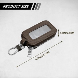 HQRNYP Premium Car Key Fob Case, Car Key Holder, Leather Auto Keychain Protection Bag, Zipper Keychain Fob Bag for Men Women (Coffee)