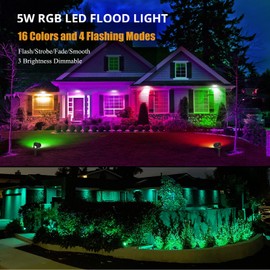 AHSELLUS LED Low Voltage Landscape Lights Color Changing Landscape Lighting Outdoor RGB 5W 12V IP66 Waterproof Spotlight Remote Control for Garden Pathway Christmas Decorative Lighting (4 Pack)