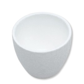 DARO DEKO Flower Pot Round Ceramic Planter Diameter 11 x 9.5 cm White Crocodile