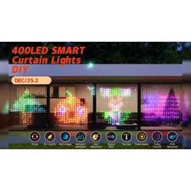 outdoor_gears 400 LED Smart Curtain Lights 6.6x6.6ft APP Remote Control for 4th of July Decor