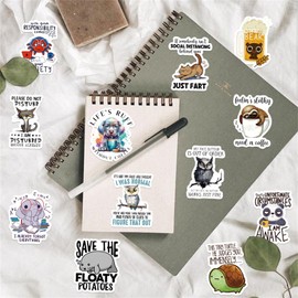 50Pcs Cute Cartoon Animal Stickers for Kids,Funny Animals Stickers Waterproof Vinyl Water Bottle Laptop Funny Words Stickers Pack, Kids Classroom Prizes for Elementary Students (Animal)