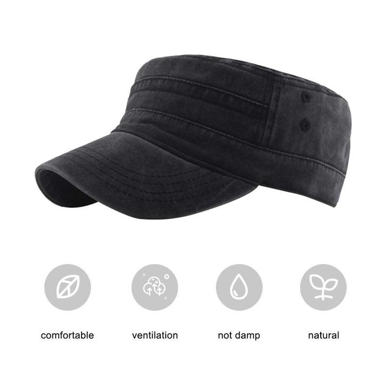 Yutdeng Cotton Flat Cap Men's Military Cap Classic Army Cap