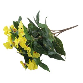Mynse 2 Pieces Artificial Flower Impatiens for Balcony Garden Bonsai Decoration (Yellow)