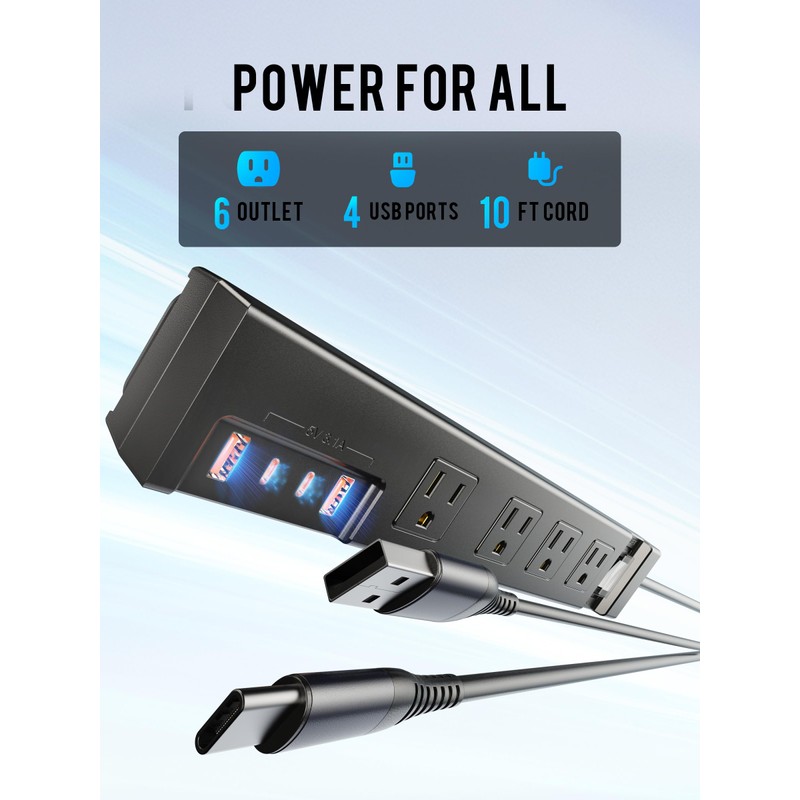 EIGSO Outdoor Power Strip Weatherproof 10FT, Waterproof Surge Protector with
