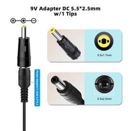 9V AC/DC Casio Charger Power Adapter Compatible for Casio Piano AD-5 AD-5MU, Casio Keyboard WK-200 WK-210 CT-360 CTK-496 CTK-500 CTK-519 CTK-573 CTK-593 CTK-611 CTK-720 CTK-2100 Power Supply Cord