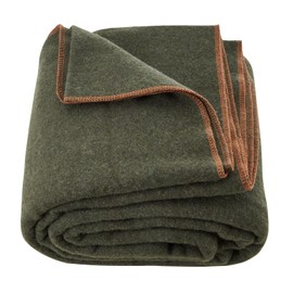 Happybuy Wool Camping Blanket, Large, Warm, Wearable, Stadium-sized. Waterproof, Windproof, Flame Retardant, Great for Outdoors, Picnics, Hiking, Sports Events, Travel, 64" x 88" (80% Wool),Army Green