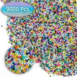2mm Pony Beads for Bracelets & Key Chains - 9000 Pcs Multicolor Round Craft Beads Bulk