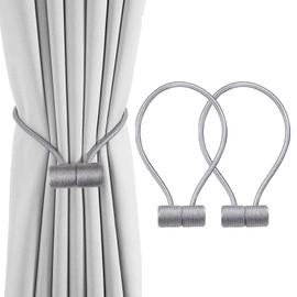 Magnetic Curtain Tiebacks Black Pack of 2, Curtain Tiebacks Buckles Holdbacks Holder Hook Clip for Home Bedroom Office Decorative Curtain (Black)