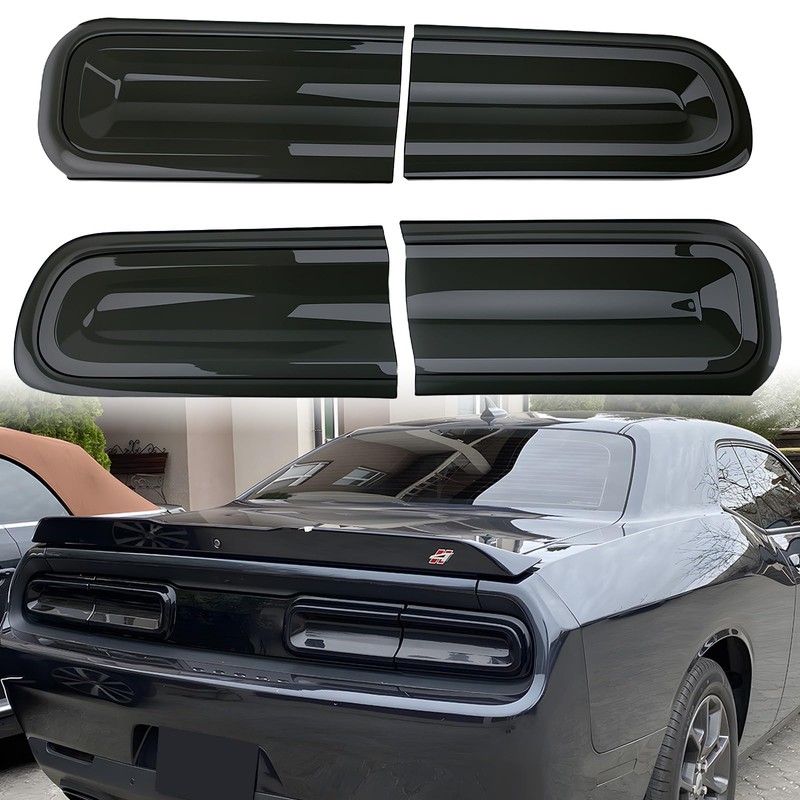 Smoked Tail Light Covers for Dodge Challenger 2015-2024, Smoke Black