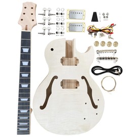 DIY Single Cut Electric Guitar Kits with Mahogany Body and Neck - Rosewood Fingerboard and All Components Included Beginner Kit LP Hollow Build Your Own Guitar