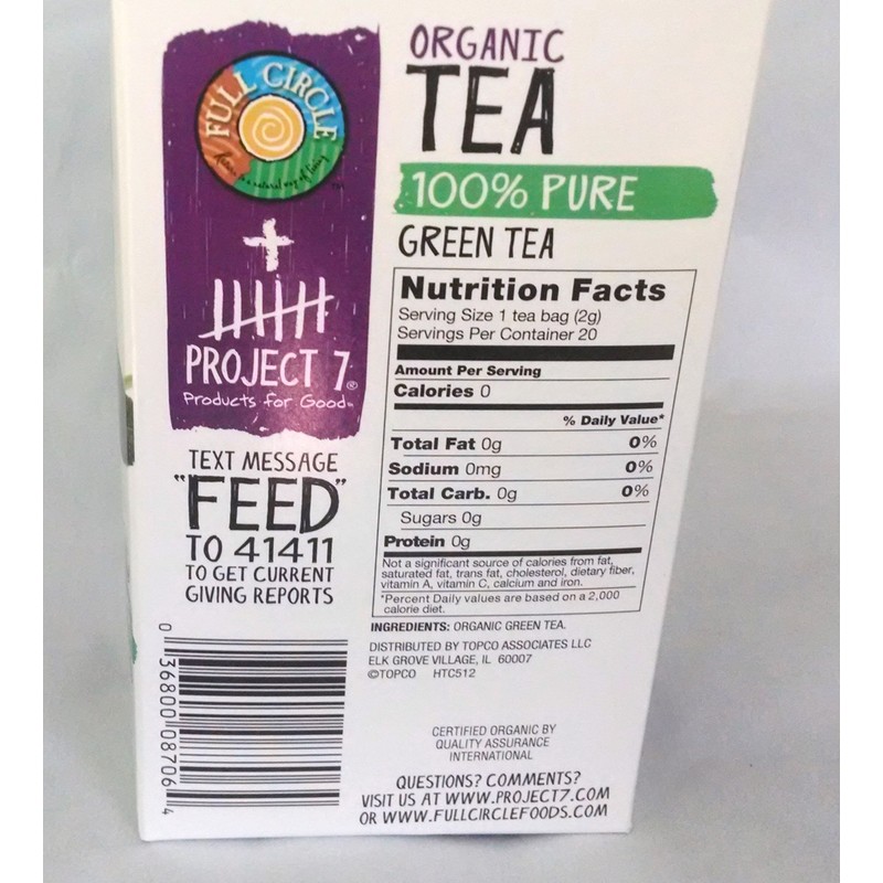 b'Full Circle Organic Tea, Green Tea, 20 Tea Bags (Pack